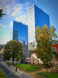 Modern skyscrapers against sky in city
