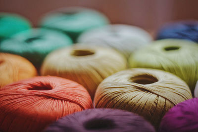 Full frame shot of colorful threads
