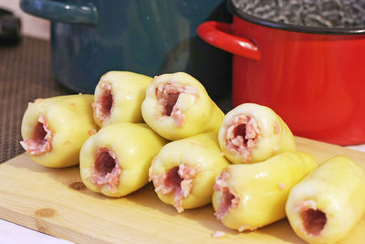 Close-up of food on cutting board