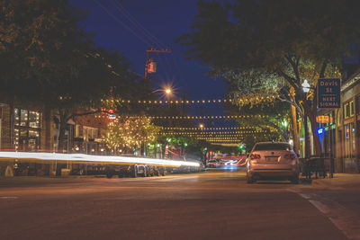 View of city street at night