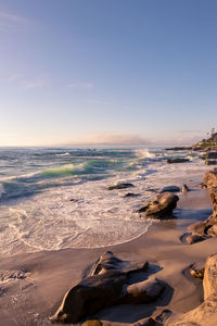 Scenic view of sea against sky during sunset