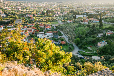 High angle view of townscape