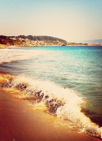 Scenic view of sea against clear sky