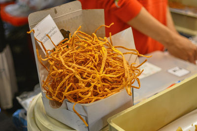 High angle view of food on table