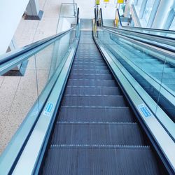 High angle view of escalator