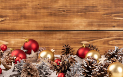 Close-up of christmas decoration on table