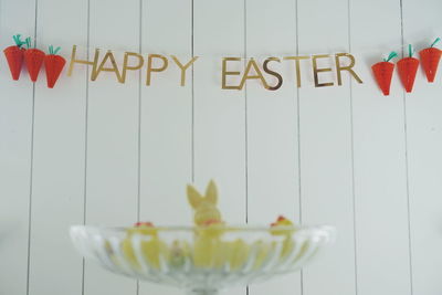 Bunny shape cookies on stand during easter at home