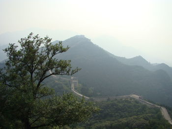 High angle view of mountains against sky