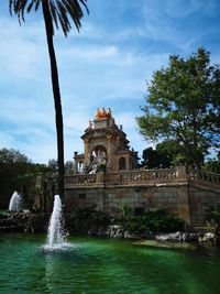 Fountain in front of building