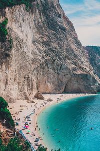 Scenic view of sea against mountain