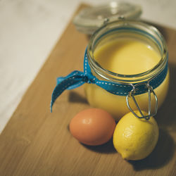 Close-up of food on wooden table