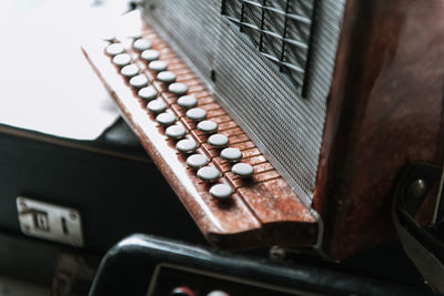 High angle view of old machine