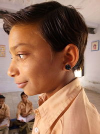 Close-up of boy in school