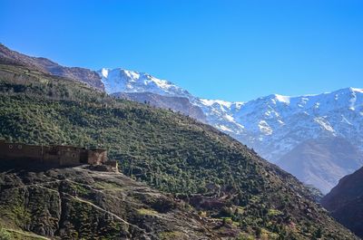 Toubkal mountains against blue sky