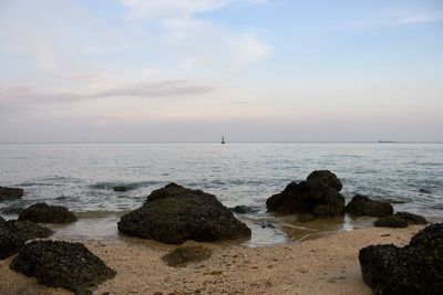 Scenic view of sea against sky during sunset