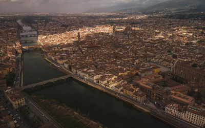 High angle view of buildings in city