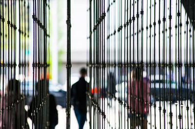 People walking on modern building