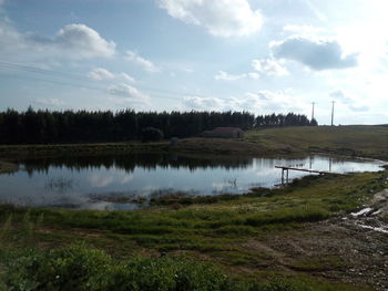 Scenic view of lake against sky