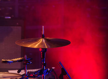 Close-up of musical equipment on stage