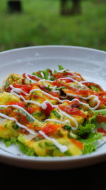 Close-up of meal served in plate