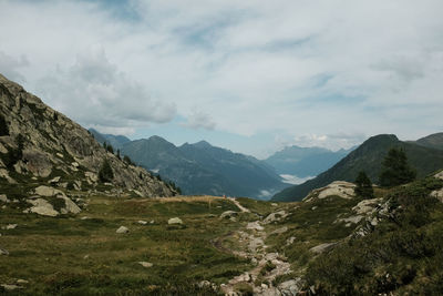 Scenic view of mountains against sky