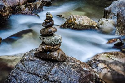 Stack of rocks in water