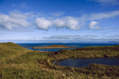 Scenic view of lake against sky