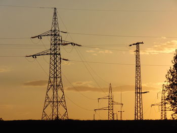 Low angle view of electricity pylon against sky