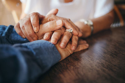 Cropped hand of man holding hands