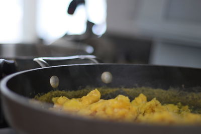 Close-up of food in cooking pan