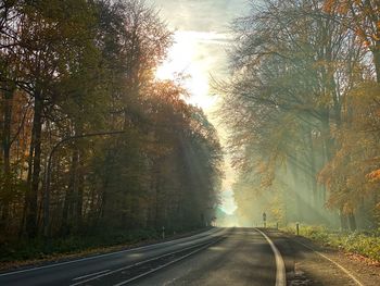Road amidst trees against sky