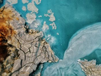 High angle view of frozen sea