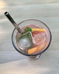 Close-up of beer glass on table