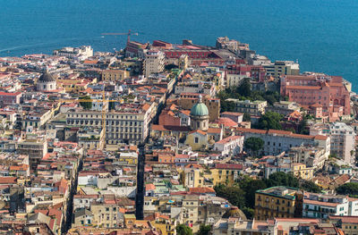 High angle view of buildings in city