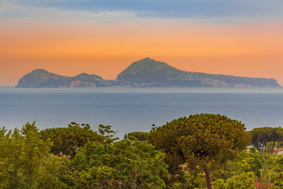 Scenic view of sea against sky during sunset