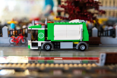 Close-up of toy car on table