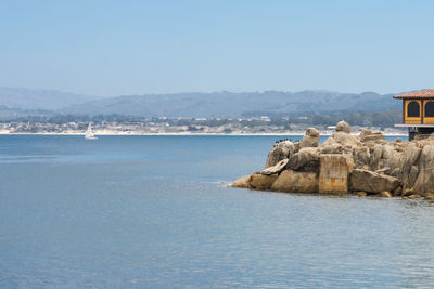 Scenic view of sea against clear sky