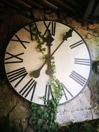 Close-up of clock on wall