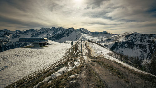 Snow covered mountain against sky