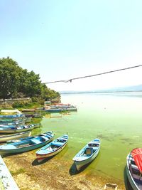 Scenic view of lake against clear sky