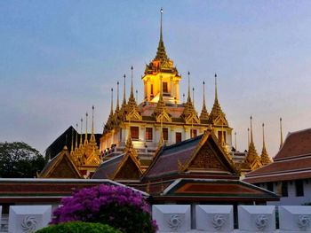 Low angle view of pagoda against sky