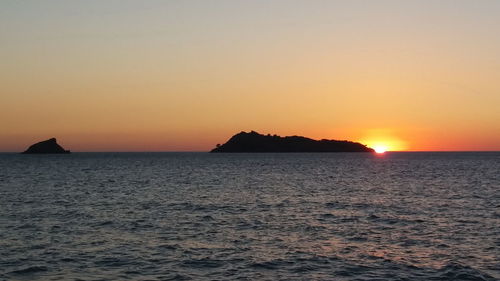 Scenic view of sea at sunset