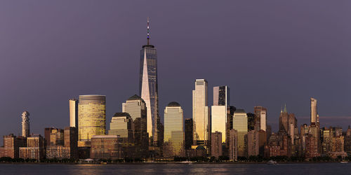 One world trade center by hudson river in city