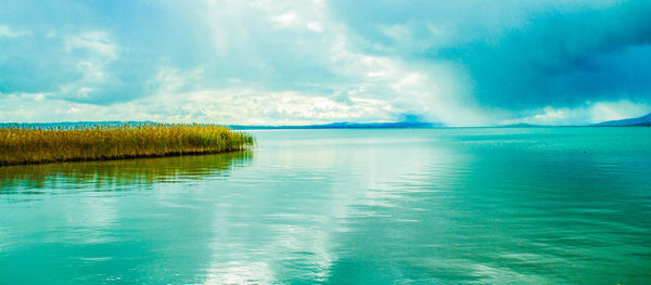 Scenic view of lake against sky