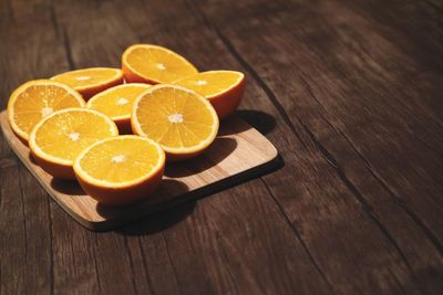 High angle view of fruits on table