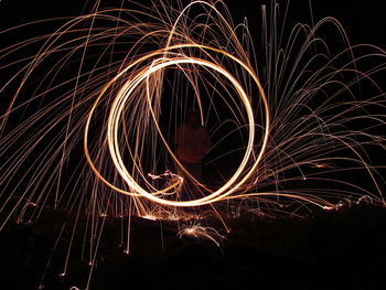 Close-up of wire wool at night