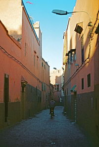 Narrow alley along buildings