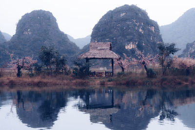 Reflection of building in lake