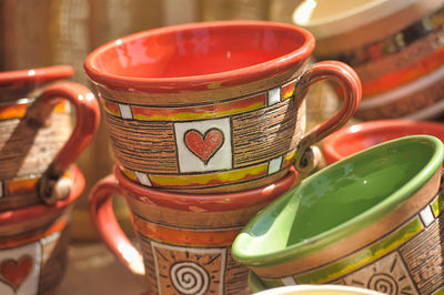 Close-up of tea cup on table