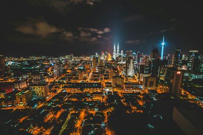 Illuminated cityscape at night